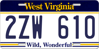 WV license plate 2ZW610