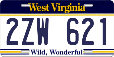 WV license plate 2ZW621