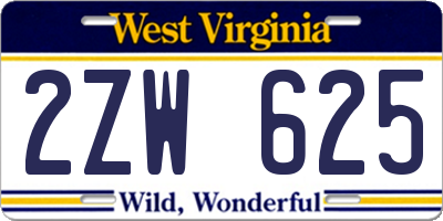 WV license plate 2ZW625