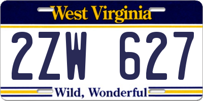 WV license plate 2ZW627