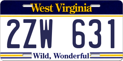 WV license plate 2ZW631