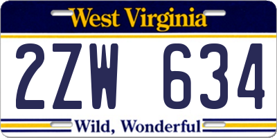 WV license plate 2ZW634