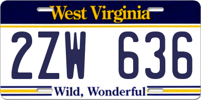 WV license plate 2ZW636