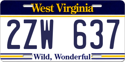 WV license plate 2ZW637