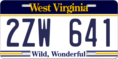 WV license plate 2ZW641