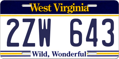 WV license plate 2ZW643