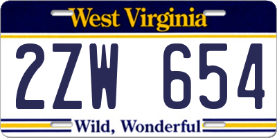 WV license plate 2ZW654