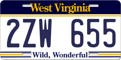 WV license plate 2ZW655