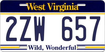WV license plate 2ZW657