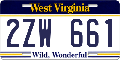 WV license plate 2ZW661