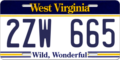 WV license plate 2ZW665