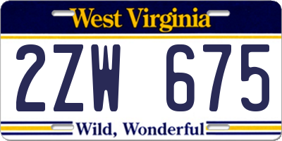 WV license plate 2ZW675
