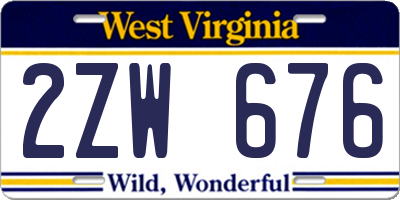 WV license plate 2ZW676