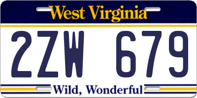 WV license plate 2ZW679