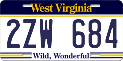 WV license plate 2ZW684