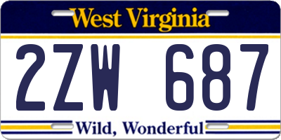 WV license plate 2ZW687