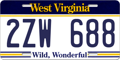 WV license plate 2ZW688