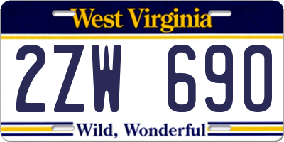 WV license plate 2ZW690