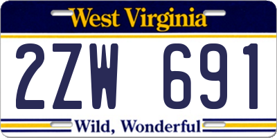 WV license plate 2ZW691