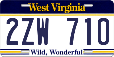 WV license plate 2ZW710