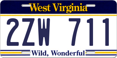 WV license plate 2ZW711