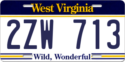 WV license plate 2ZW713