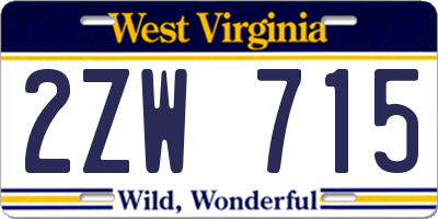 WV license plate 2ZW715