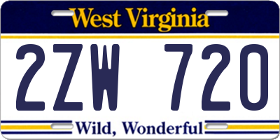 WV license plate 2ZW720