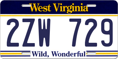 WV license plate 2ZW729
