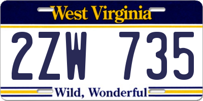 WV license plate 2ZW735