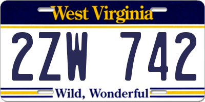 WV license plate 2ZW742