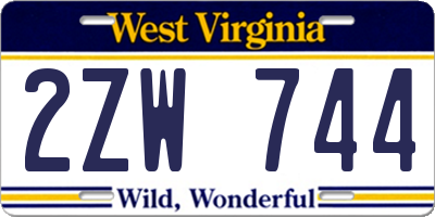 WV license plate 2ZW744
