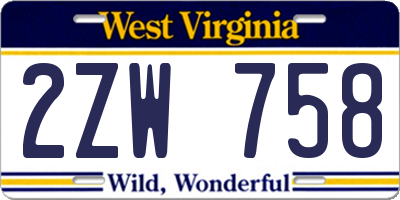 WV license plate 2ZW758