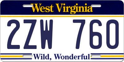 WV license plate 2ZW760
