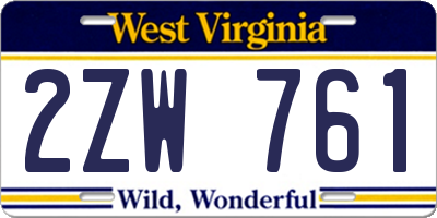 WV license plate 2ZW761