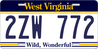 WV license plate 2ZW772
