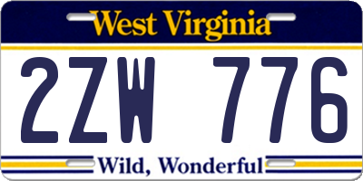 WV license plate 2ZW776