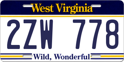 WV license plate 2ZW778