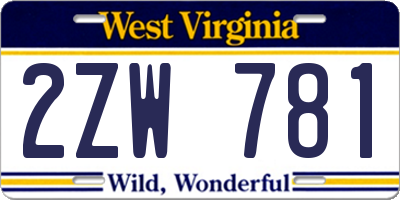 WV license plate 2ZW781