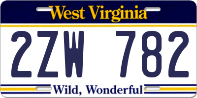 WV license plate 2ZW782