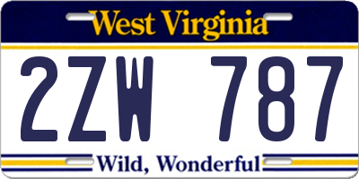 WV license plate 2ZW787