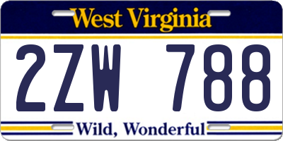 WV license plate 2ZW788