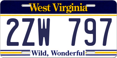 WV license plate 2ZW797