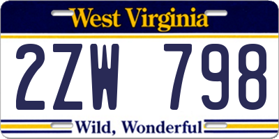 WV license plate 2ZW798
