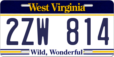 WV license plate 2ZW814