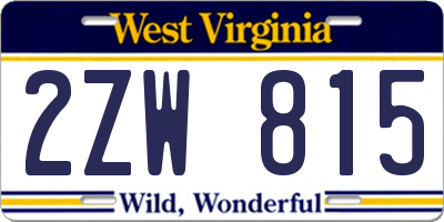 WV license plate 2ZW815