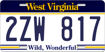 WV license plate 2ZW817