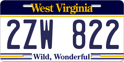WV license plate 2ZW822