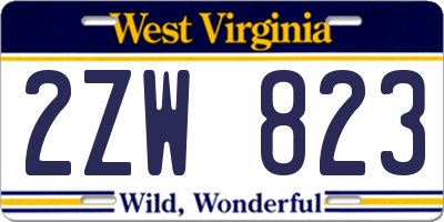 WV license plate 2ZW823