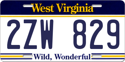 WV license plate 2ZW829
